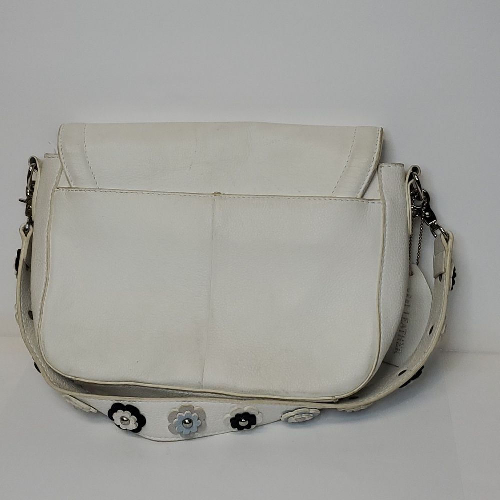 Emma Fox White Leather Shoulder Bag Strap White Blue Black and Grey Leather Flow